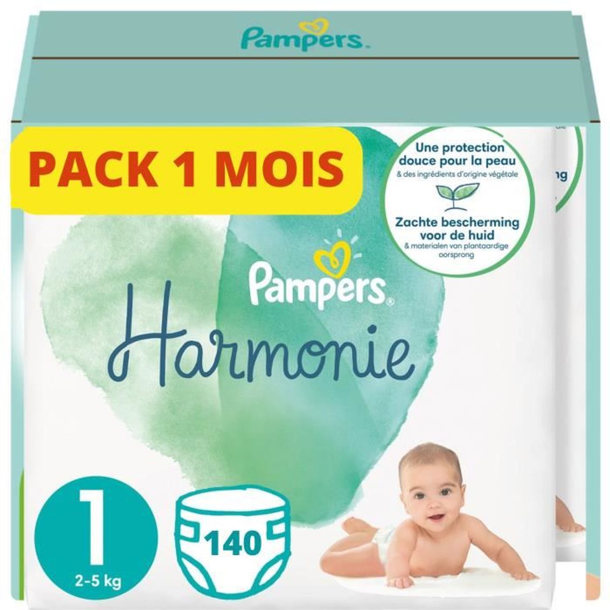 Pampers Premium Protection, Couches Taille 1 (25 kg), Harmonie, 140