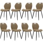 WAFTING Lot de 8 Chaises de Salle à Manger, Chaise de Cuisine, Chaise de salon, Dossier en Tissu et Pieds en Métal, Marron