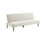 SWEEEK Canapé banquette convertible 3 places velours côtelé crème piétement métal L 180 x P 100 x H 74.5 cm - Max