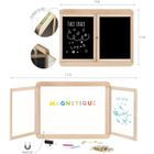 Tableau mural triptyque magnétique - JEUJURA - Ardoise centrale magnétique, 2 volets face blanche et crai