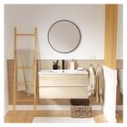 MOB-IN Meuble simple vasque 80cm décor chêne SORRENTO +vasque +robinet noir +miroir