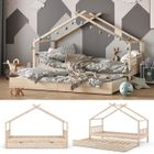 VITALISPA Lit enfant DESIGN, lit cabane, lit d’appoint, sommier à lattes, naturel, 90 x 200, tiroir