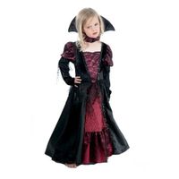 Déguisement Vampire pour fille - DEGUISEMENT VAMPIRESSE LUXE 116CM - Robe noire et bordeaux - Taille 116cm