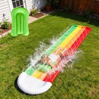 Toboggan Aquatique Extra-Long 480x70 Cm – Tapis Glisse Eau Avec Arroseur – 2 Planches Incluses – Jeu Extérieur Été Enfant – Jaune