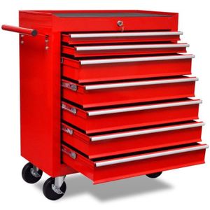 CHARIOT - DESSERTE vidaXL Chariot à outils d'atelier avec 7 tiroirs Rouge