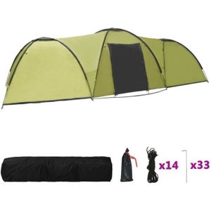 TENTE DE CAMPING Haute qualité- Tente de camping Familiale igloo - 8 personnes - Tunnel Imperméable 650x240x190 cm Vert @260175