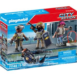 FIGURINE - PERSONNAGE Playmobil - City Action - Equipe des forces spéciales avec bandit - Jouet d'action pour enfant de 5 ans et plus