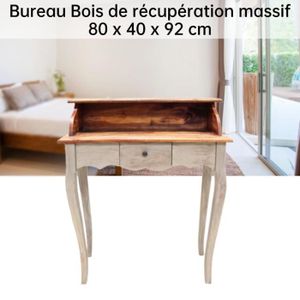 BUREAU  Bureau en bois de récupération massif - ZJCHAO - Vintage - 80 x 40 x 92 cm - Marron - Meuble de bureau