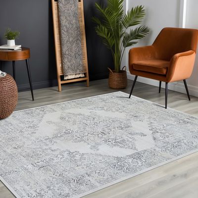Lot De 4 Tapis Gitans Lavables XXL - Modèle Ovale Gris Charbon - 100x140 Cm & 50x70 Cm
