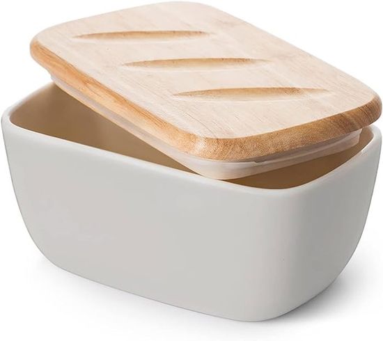 Beurrier En Verre Avec Couvercle - Design élégant Et Moderne - Va Au Lave-vaisselle - Contient Un Cube De Beurre Standard - 4