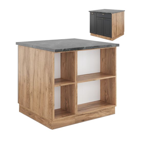 Vicco îlot de cuisine fame-line, anthracite-orblanc, 60 cm sans plan de