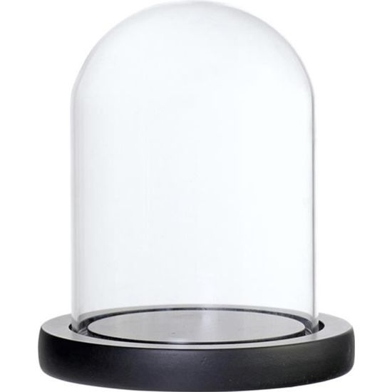 Cloche En Verre Sur Socle Bois BAOBLAZE - 10cm - Dôme Décoratif Pour Objets Ou Lumières