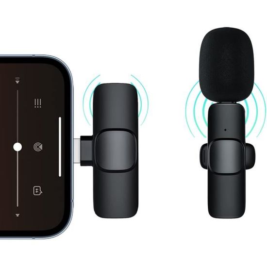 Micro Cravate Sans Fil Pour Smartphone Et Ordinateur - Compatible IPhone, Android, IPad - Réduction De Bruit, Autonomie 8h - Noir