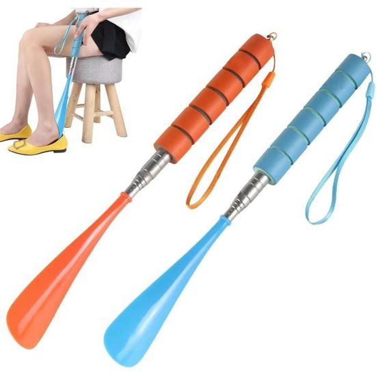 Chausse-pied Extensible En Acier Inoxydable - Télescopique 25 à 63 Cm - Lot De 2 - Pour Tous, Dos Et Genoux Fragiles - 13