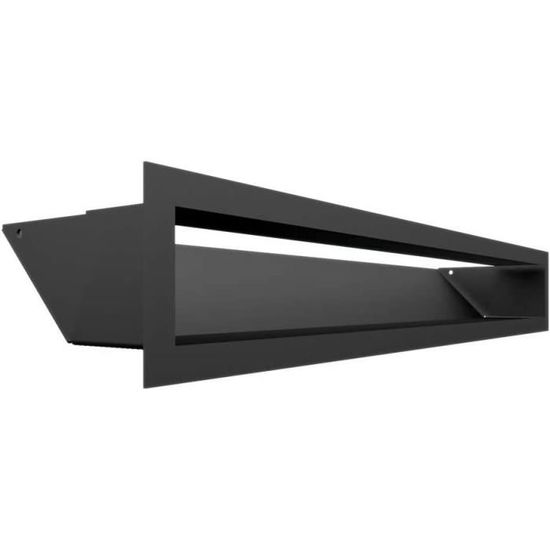 Grille De Ventilation AIR Noire 6x60 Cm - Kratki, Orientable 45°, Acier Laqué, Pour Air Chaud