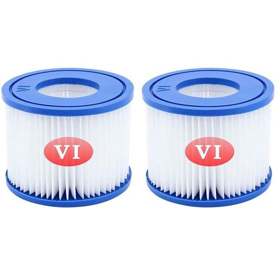 Lot De 2 Cartouches Filtrantes Type VI Pour Piscine/spa Gonflable - Compatible Bestway, Lay-Z-Spa, Filtration 3D, Lavable.