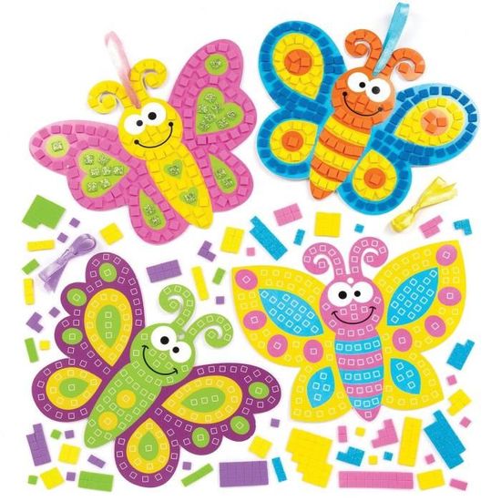 Kit De Mosaïque Du Chat Pour Enfants - Lot De 4 Modèles Avec Carreaux Autocollants - Activité Créative Sans Colle
