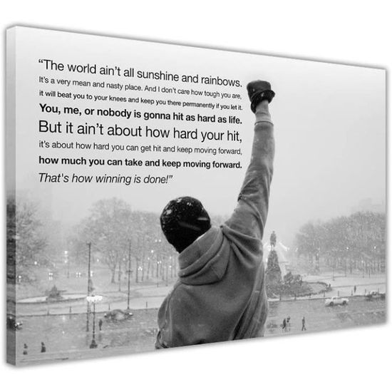 Impression Sur Toile Motif Citation Rocky Balboa Avec Cadre 30x40cm 558 Cdiscount Maison