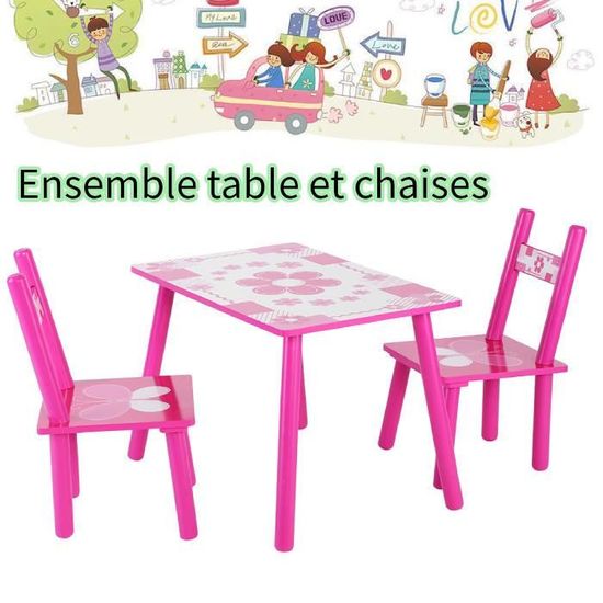 Ensemble Table et 2 Chaises en Bois pour Enfant Table d’activité pour Chambre d’Enfants - BOH HB035