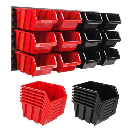 27 Bacs De Rangement Empilables – étagère Murale Botle, 1152 X 390 Mm, En Plastique