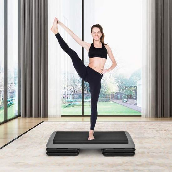 Step De Fitness GOPLUS – Hauteur Réglable (12/17/22 Cm), Antidérapant, Supporte 150 Kg, Violet
