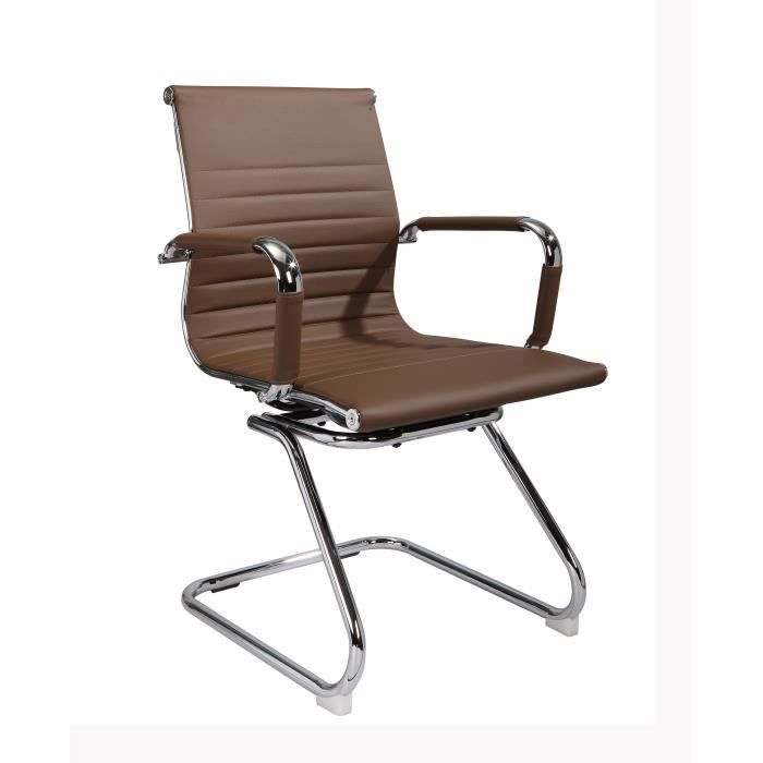 Fauteuil de bureau fixe en simili marron 75689 dossier bas, collection EXECUTIVE