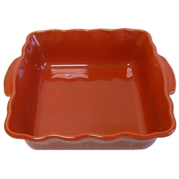 ESPRIT DE CUISINE Plat carré - 23cm - Festonné - Couleur Cerise - Fabriqué en France