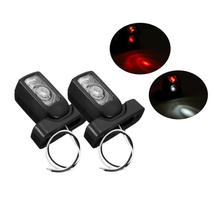 Lot de 2 Feux de Gabarit d'Encombrement Lateraux Led Rouge Blanc Orange 12v 24v Pour Camion Tracteur Remorque