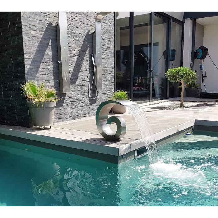 Design Moderne Cascade Fontaine Piscine California Brossé INOX/Acier Inoxydable Hauteur 50cm