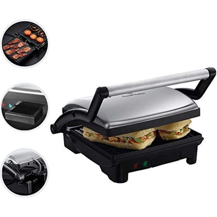 Russell Hobbs 17888-56 Grill 3en1 CookAtHome, Cuisson Panini, Viande, Plancha Barbecue de Table, Grande Capacité