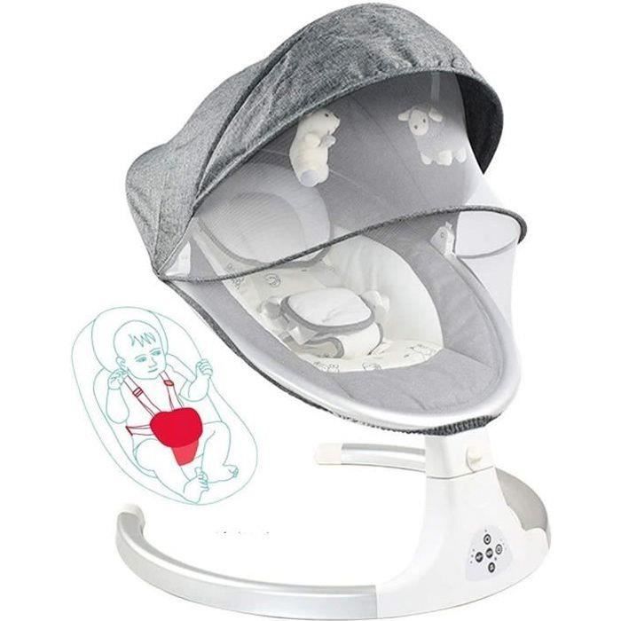 Bluetooth électrique bébé balançoire, Chaise berçante musicale pour bébé, Transat Bébé, Gris