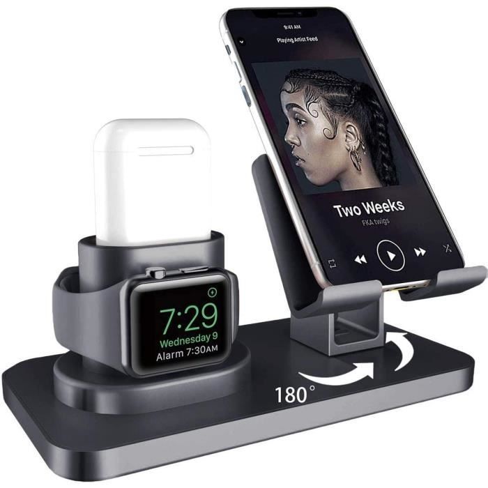 AICase Support Tablette,Support Airpods Pro/1/2, Support Watch, Support Téléphone, 3 en 1 Station de Charge pour Apple Watch Series