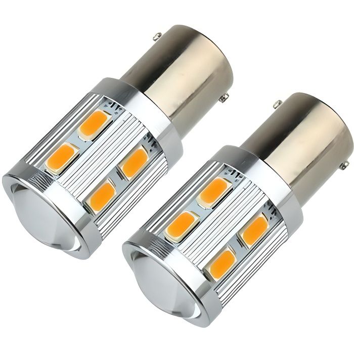 Ampoules LED BA15S P21W 12 Smd CREE Orange pour Clignotants Voiture