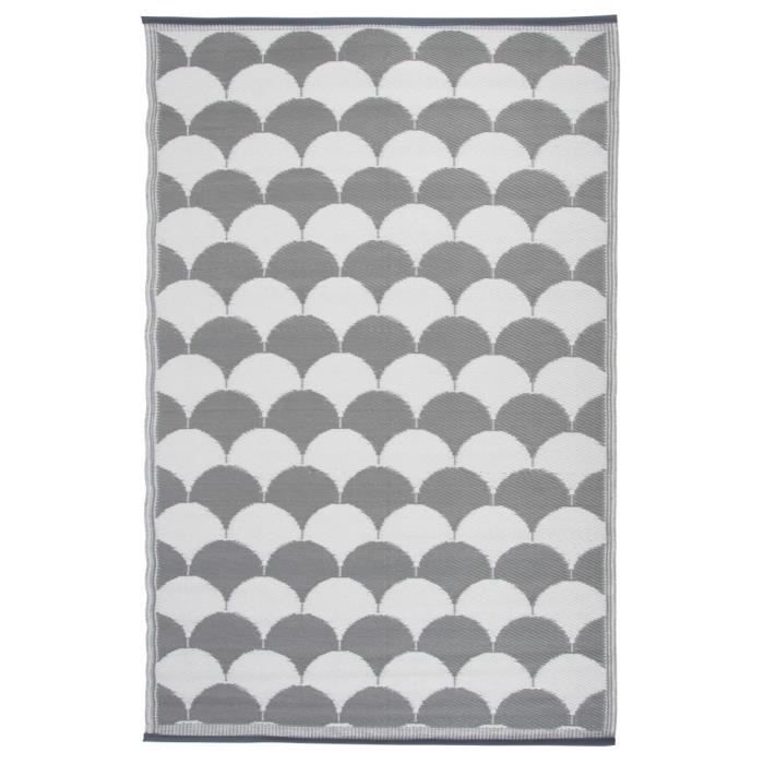 Tapis d'extérieur Tapis de sol 180x121 cm Gris et blanc OC24