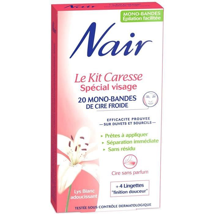 Nair - Kit Caresse Spécial Visage - 20 Mono-bandes de Cire Froide64