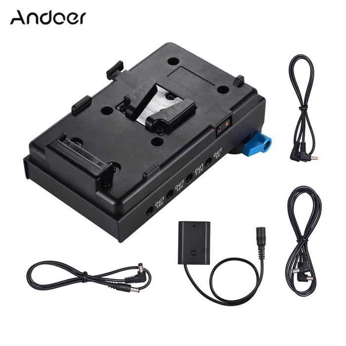 Adaptateur de plaque de batterie V-Lock Andoer à montage en V avec pince de tige à double trou de 15 mm Adaptateur de batteri-324