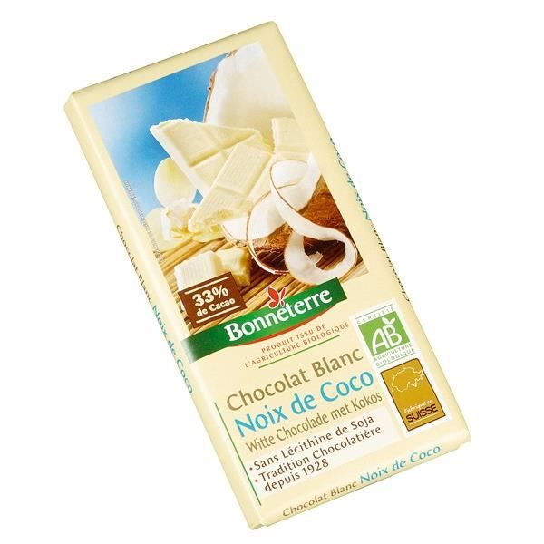Chocolat blanc noix de coco, 100g