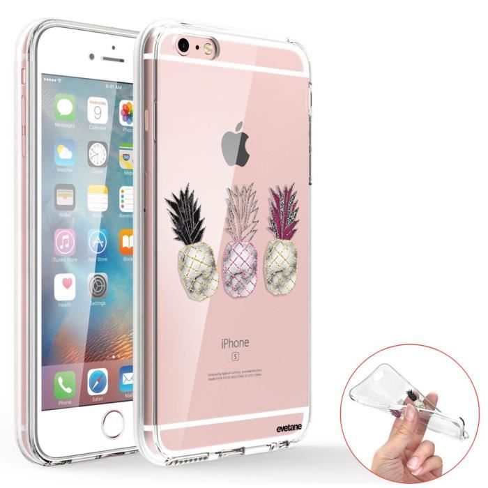 Coque 360 iPhone 6 Plus - 6S Plus 360 intégrale transparente Trio Ananas Ecriture Tendance Design Evetane