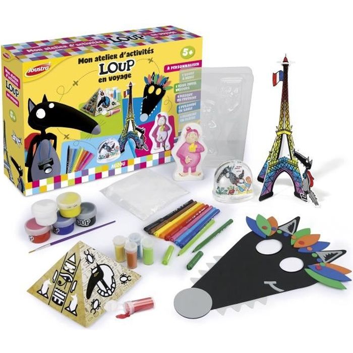 JOUSTRA - Coffret Multi-Activités Loup en Voyage - Un coffret créatif avec plein d'activités Loup !