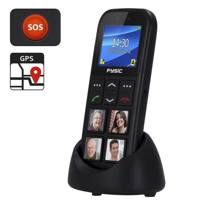 Fysic FM-50 - Téléphone portable facile pour les personnes âgées avec touches photo et bouton d'urgence