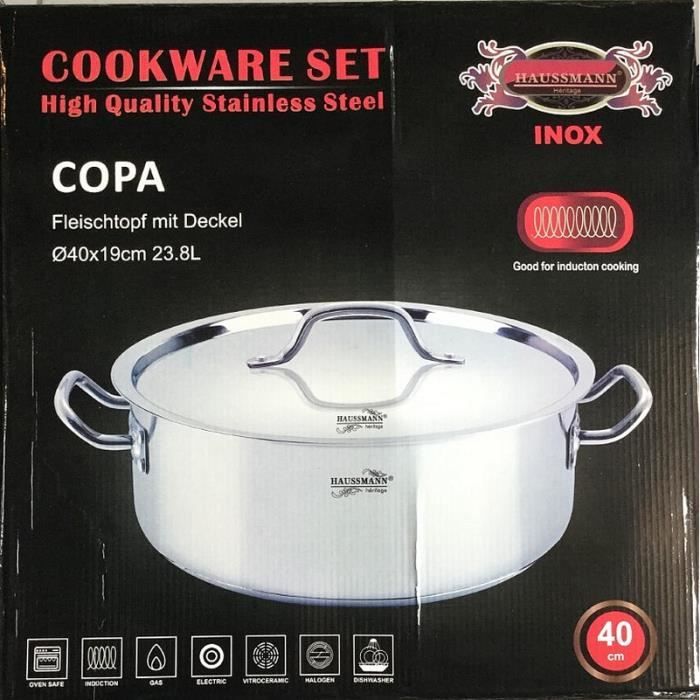 faitout Marmite Professionnel Couvercle Inox tout feux dont Induction 40 x19 cm / 23,8L