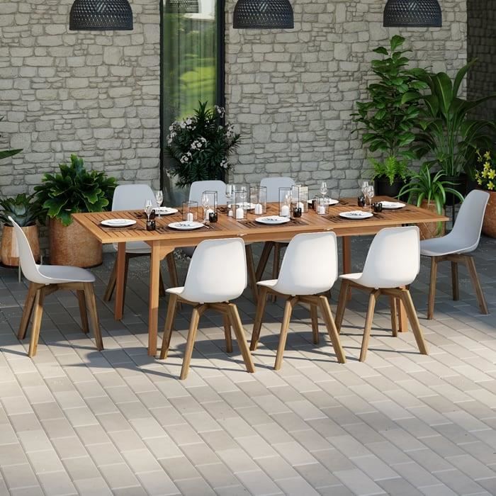 Table de jardin extensible 8 personnes en bois d'eucalyptus - Collection Lyam