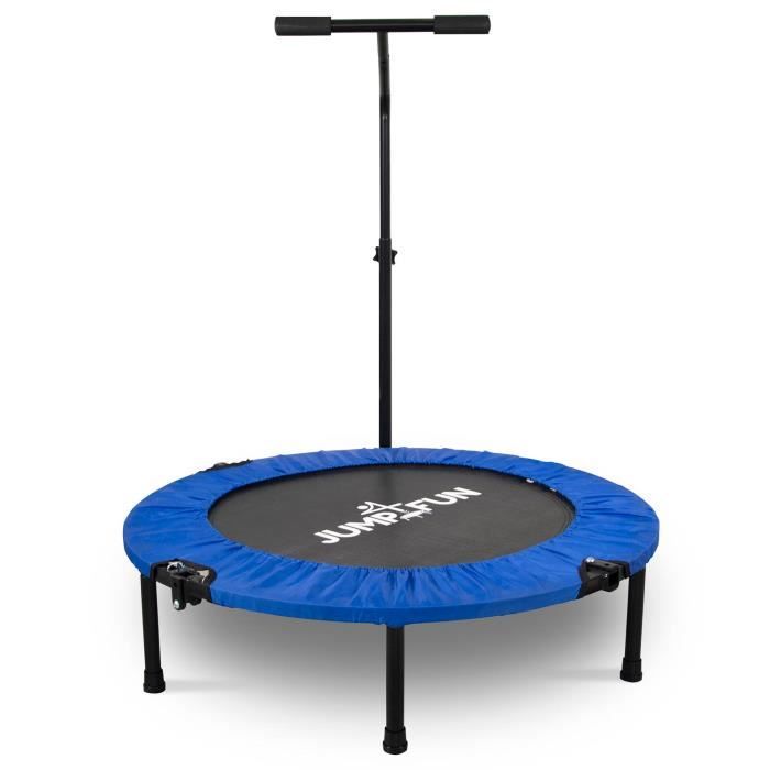 Mini Trampoline Fitness Jump4fun Pliable T-Bar - Ø92cm, Bleu