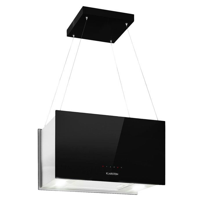 Hotte îlot aspirante - Klarstein Kronleuchter L - 60cm - recyclage d´air 590 m³-h - inox & verre noir