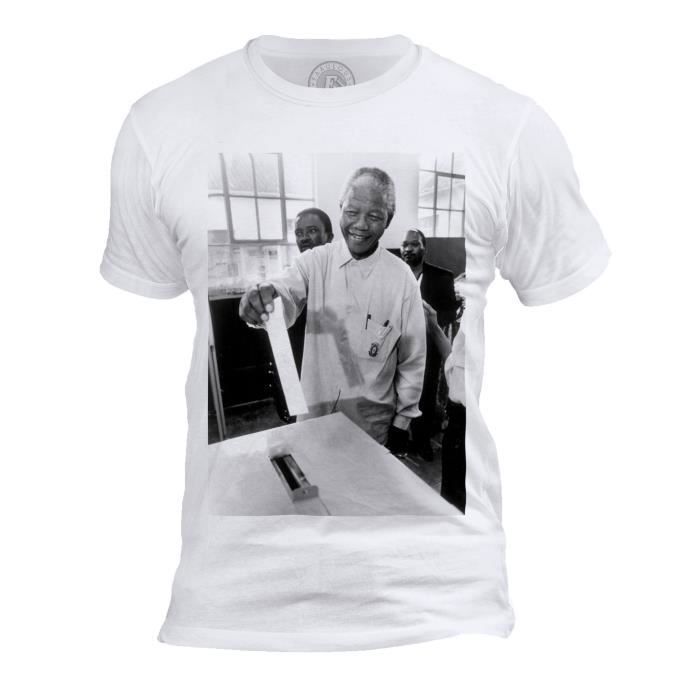 T-shirt Homme Col Rond Nelson Mandela Premier Vote Militant Droits Humains Afrique du Sud