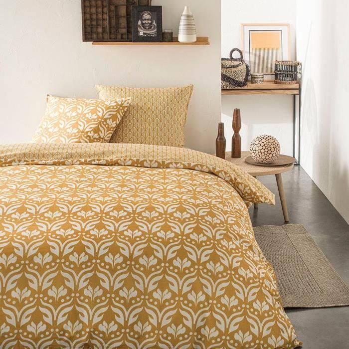 TODAY Parure de lit SUNSHINE 5.1 - 2 personnes - 240 x 260 cm coton - Imprimé Jaune Ethnique TODAY
