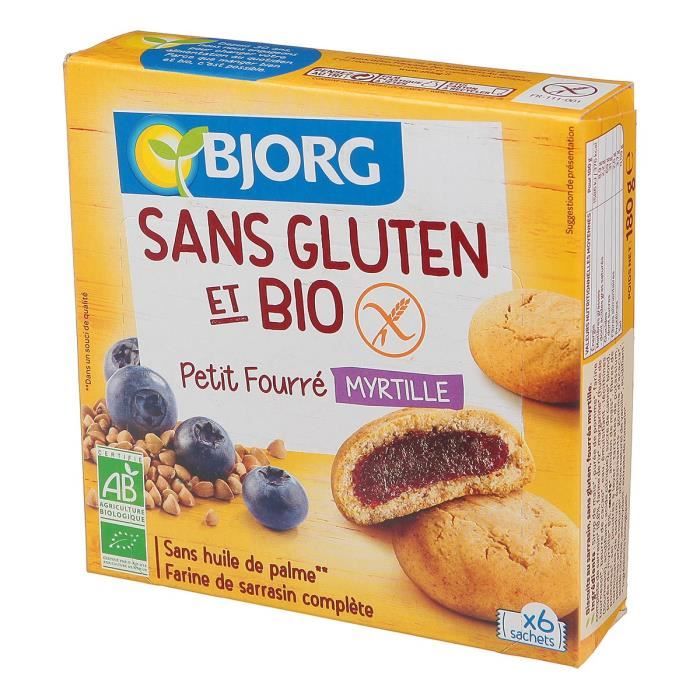 BJORG Biscuits Petit fourré Myrtille - Sans gluten - 180g