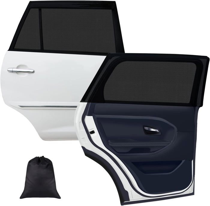 Pare-soleil Voiture En Filet Noir - Lot De 2, Protection UV Et Intimité Pour Vitres Arrière, Bébé Et Animaux - 9