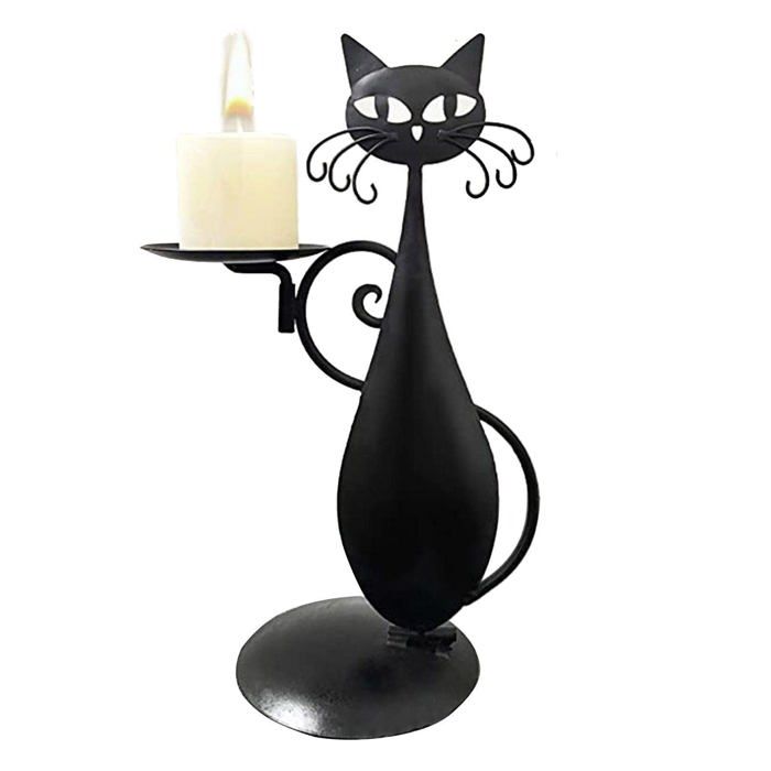 Bougeoir En Fer Forgé Forme Pomme Noire, Vintage 16 Cm
