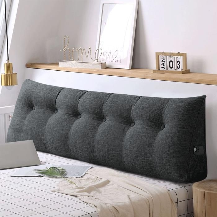 JEOBEST Coussin de chevet - Oreiller de Canapé en Lin - Repos Oreiller Dossier de Soutien Lombaire pour Adultes - 180cm